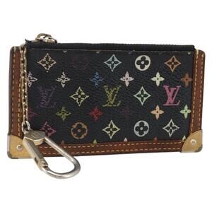 LOUIS VUITTON Multicolor Pochette Cles Coin Purse Black M13664 LV Auth 146244
